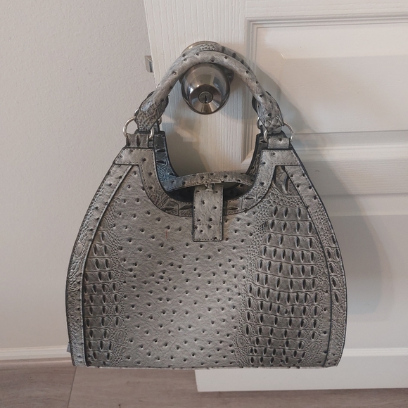 CATO Women's Faux Crocodile Print Large Fashion Gray and Black Handbag - Picture 7 of 15